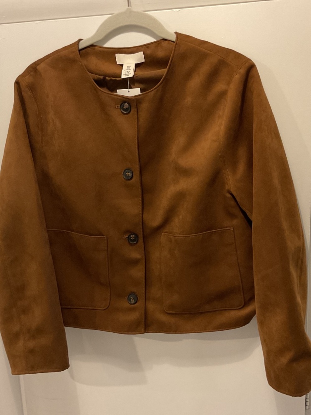 H&M jacket, size medium, caramel color, faux suede - Picture 2 of 4